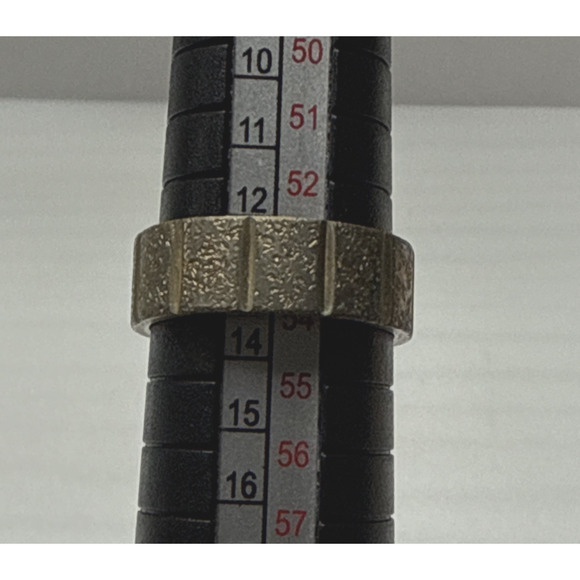 Vintage Uncas Cigar Band Ring Sz 7 Silver Gold Metal Ribbed As-Is - Picture 11 of 13